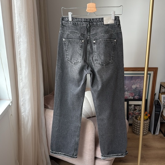 ZARA Straight-Leg High-Waisted Jeans, Dark Gray, Size EUR 38 / US 6 - Picture 3 of 6